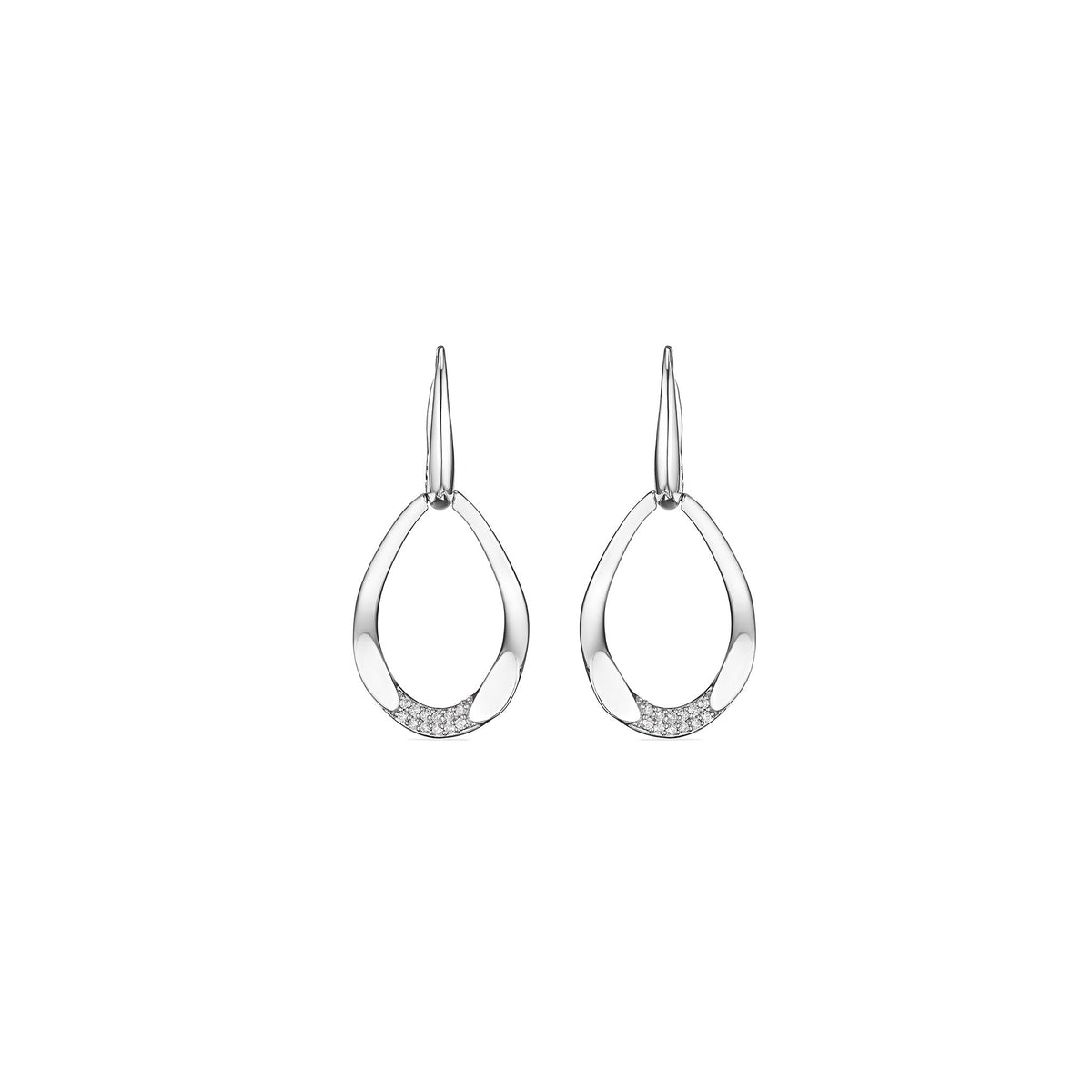 Gaia Small Drop Hoop Earrings with Diamonds