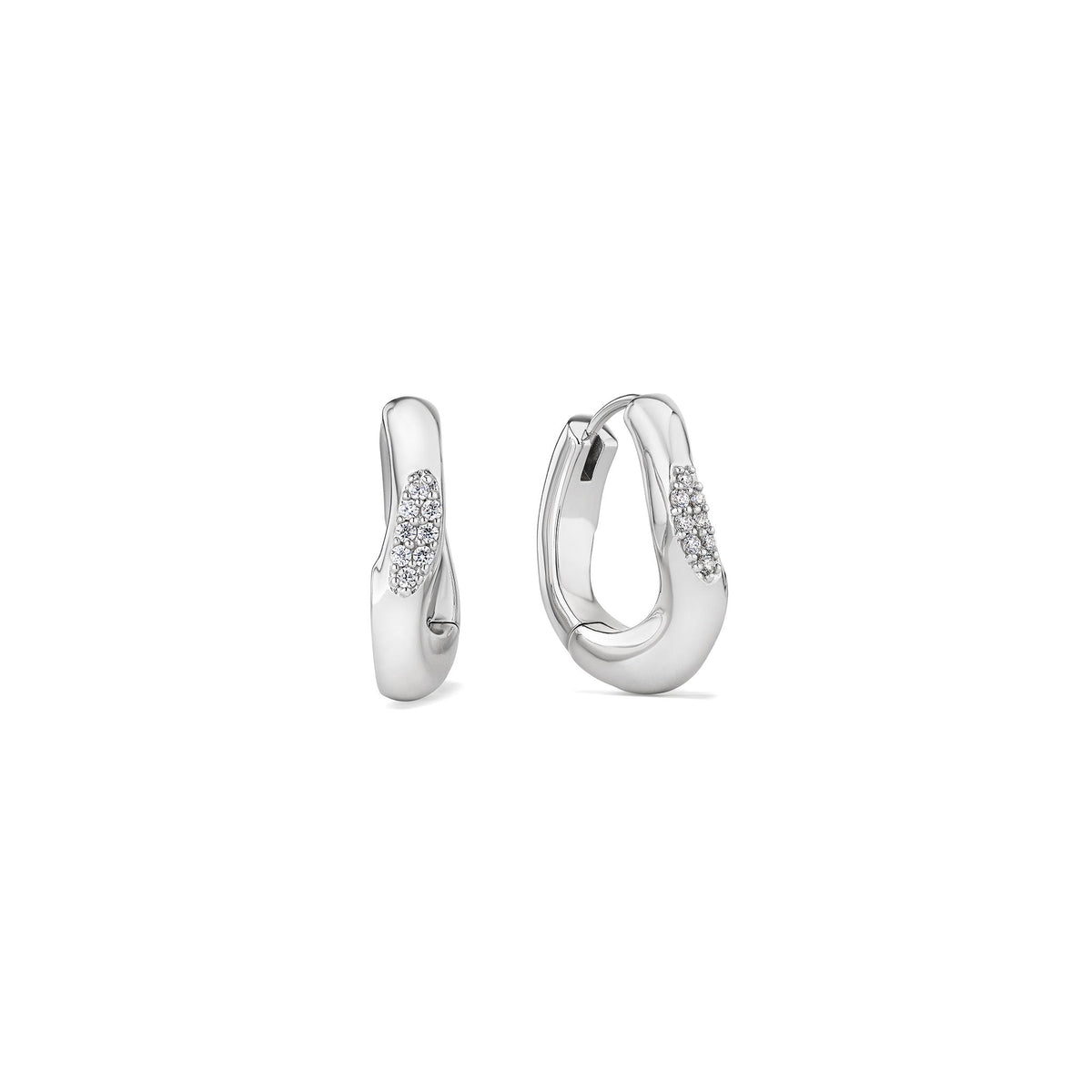 Gaia Huggie Hoop Earrings with Diamonds