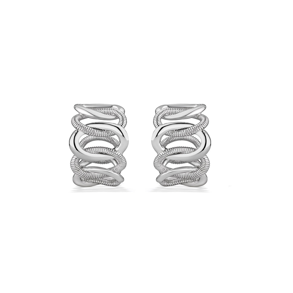Eternity Interlocking Wide Link Hoop Earrings