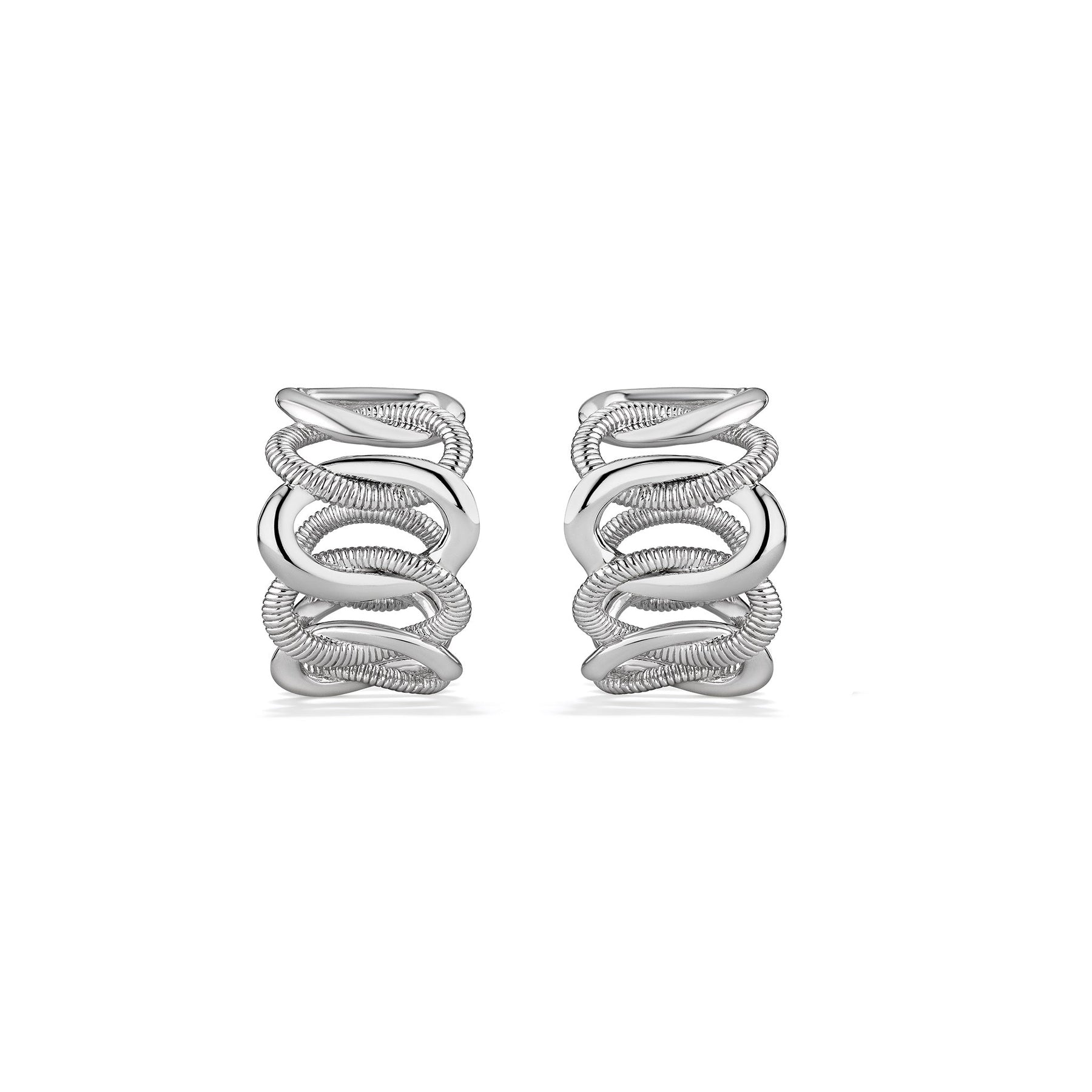 Eternity Interlocking Wide Link Hoop Earrings
