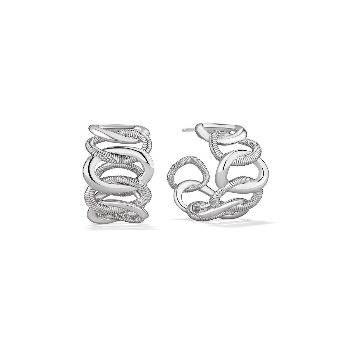 Eternity Interlocking Wide Link Hoop Earrings