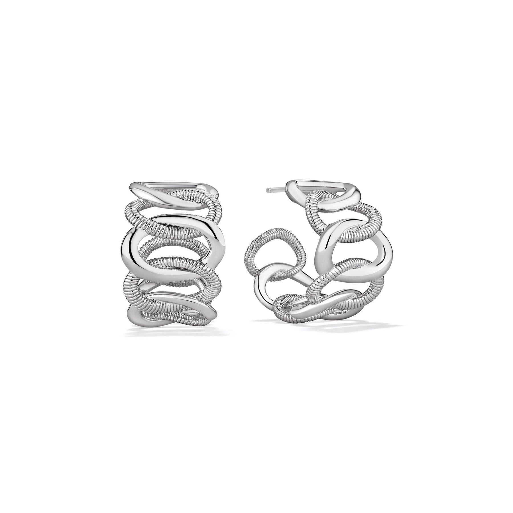 Eternity Interlocking Wide Link Hoop Earrings