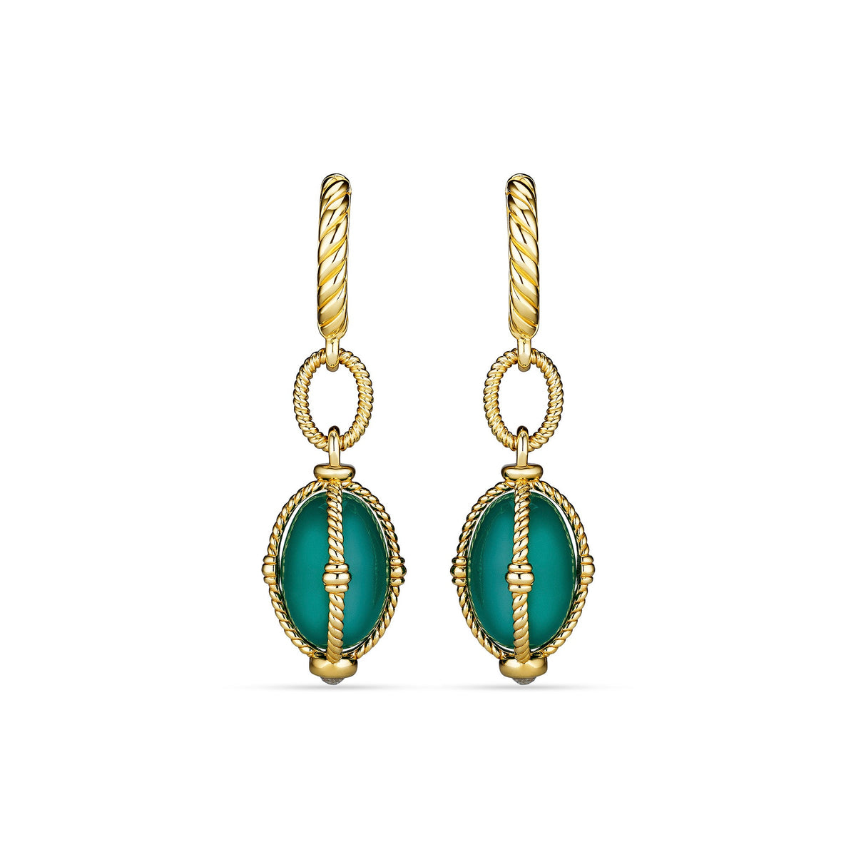 Ocean Reef Drop Earrings with Green Chalcedony in 18K Gold Vermeil