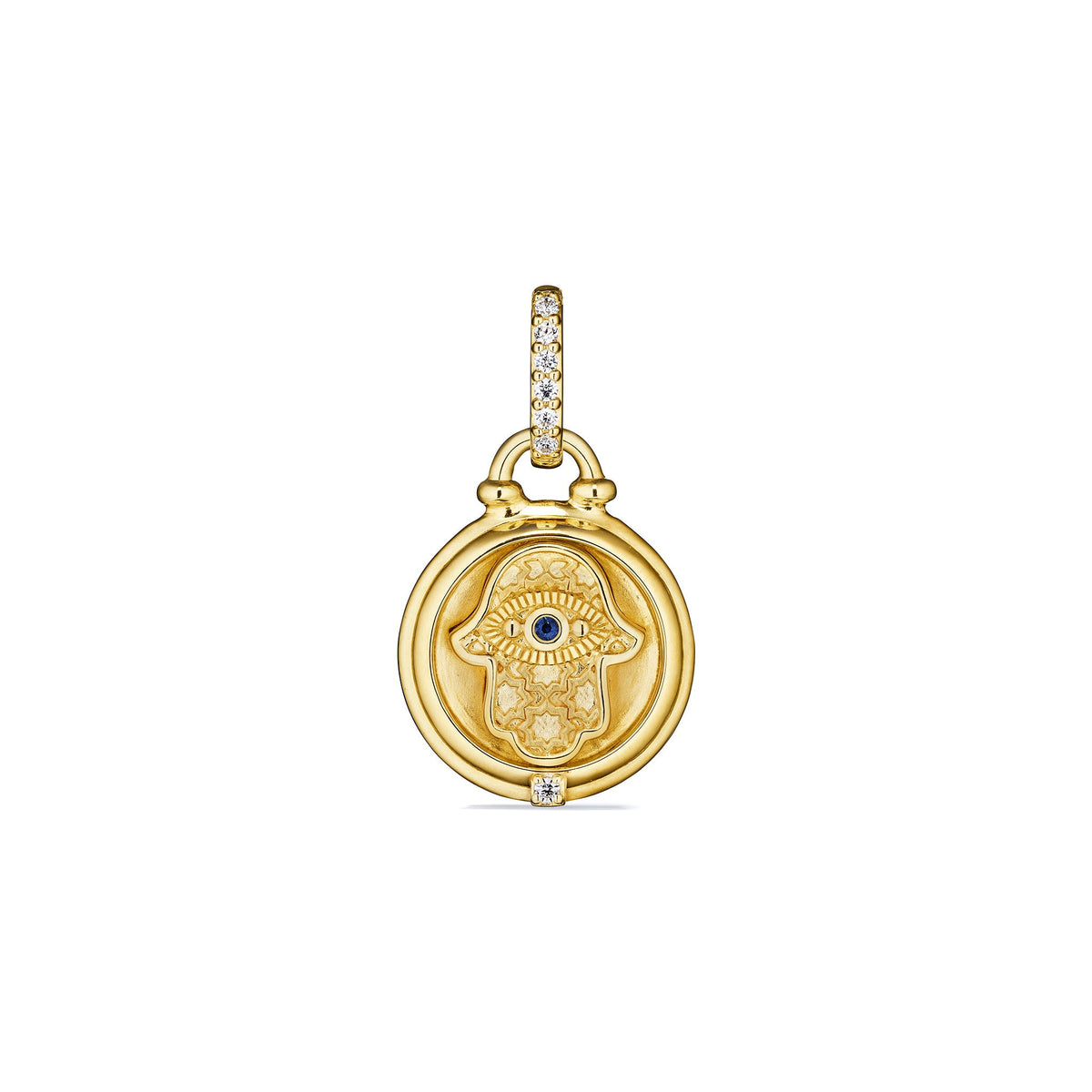 Little Luxuries Hamsa Medallion with Blue Sapphire and Diamonds in 18K