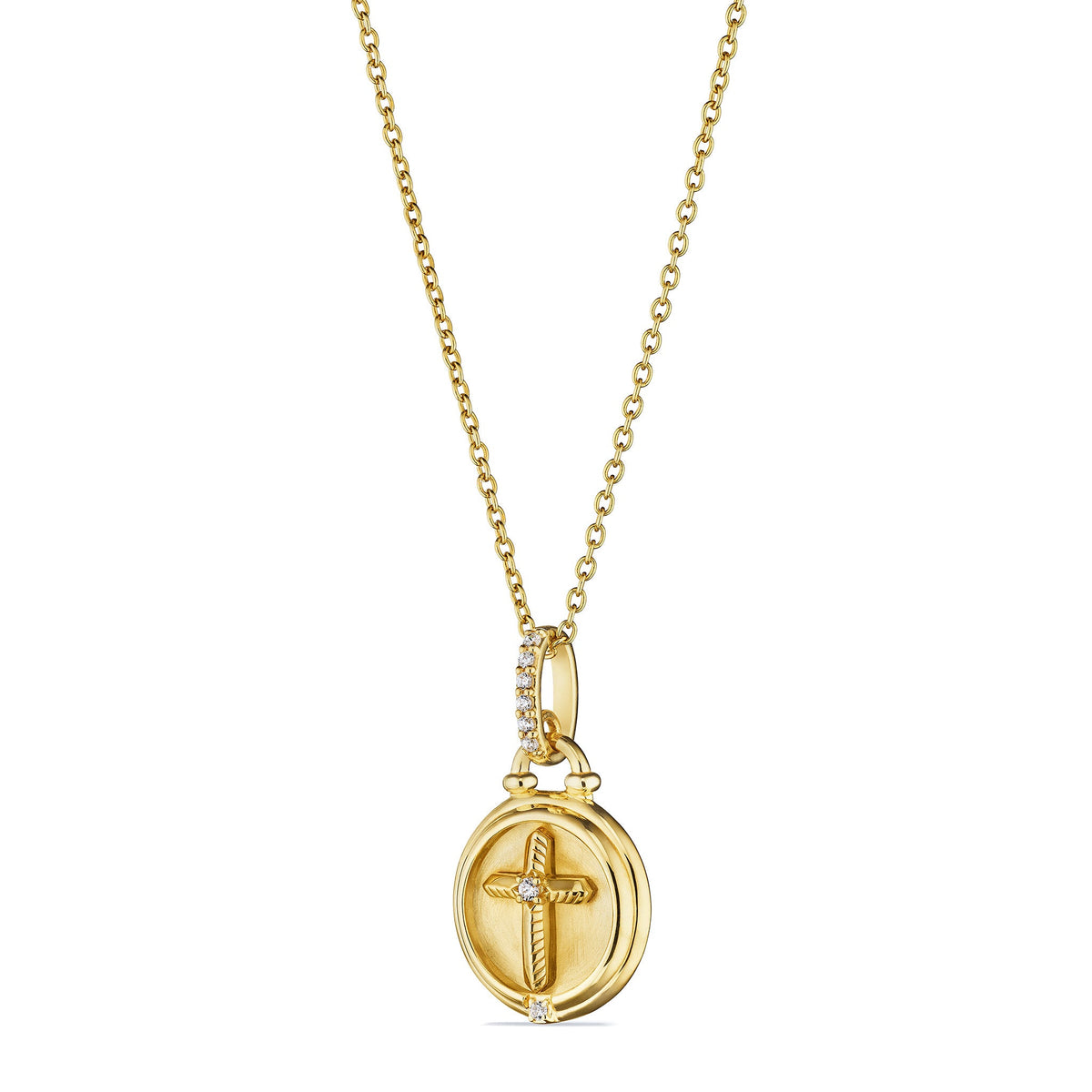 Little Luxuries Cross Medallion Necklace with Diamonds in 18K