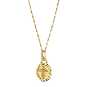 Little Luxuries Cross Medallion Necklace with Diamonds in 18K