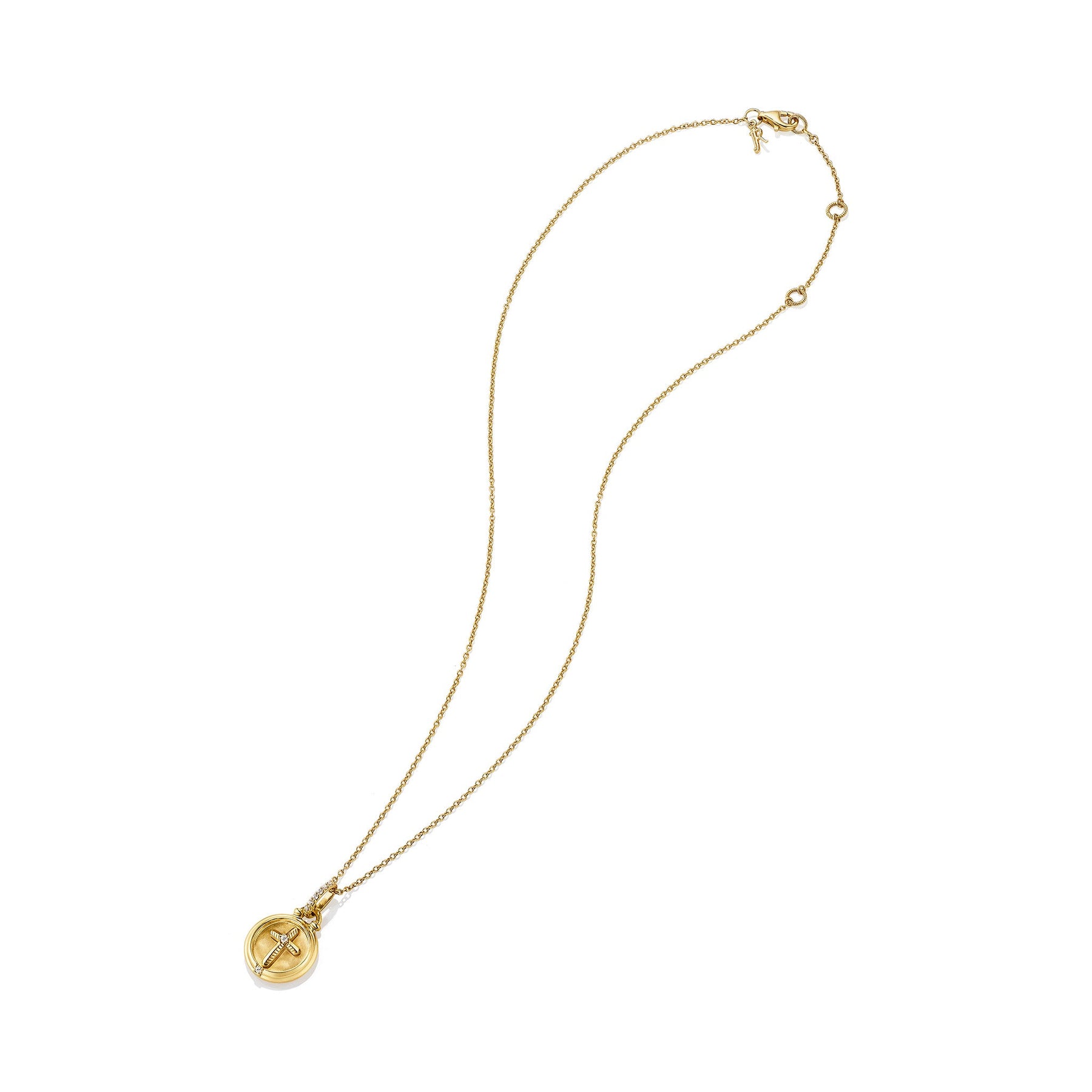 Little Luxuries Cross Medallion Necklace with Diamonds in 18K