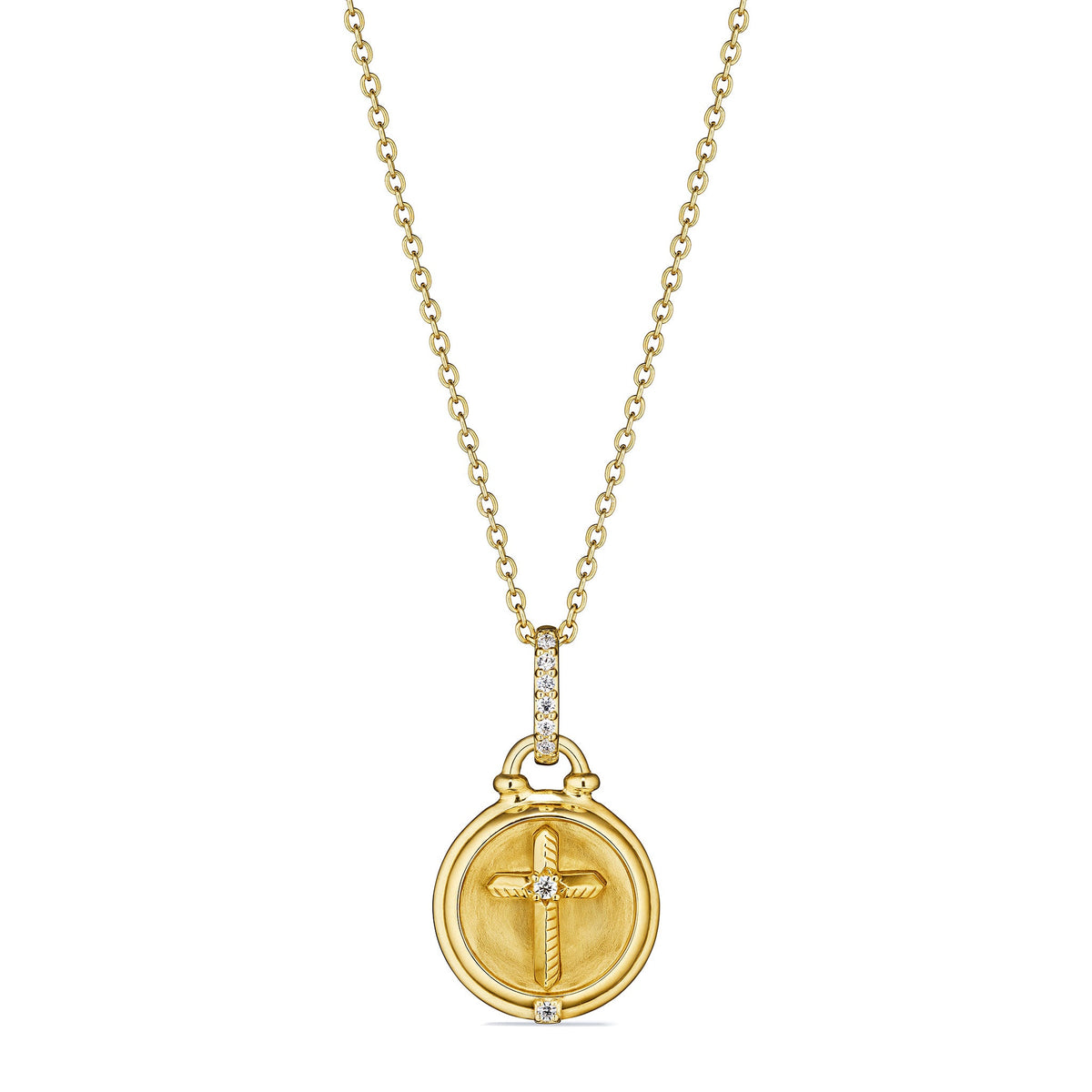 Little Luxuries Cross Medallion Necklace with Diamonds in 18K