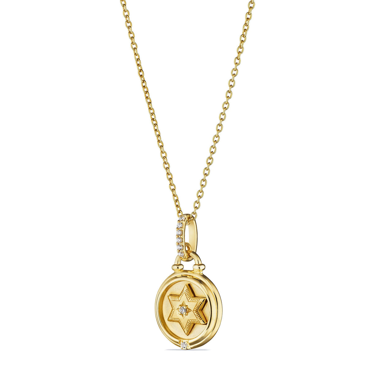 Little Luxuries Star of David Medallion Necklace with Diamonds in 18K