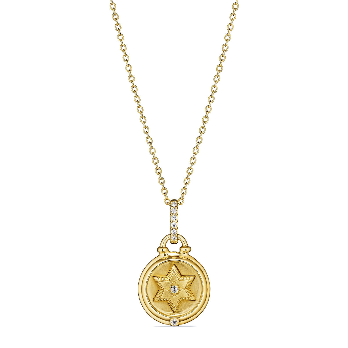 Little Luxuries Star of David Medallion Necklace with Diamonds in 18K
