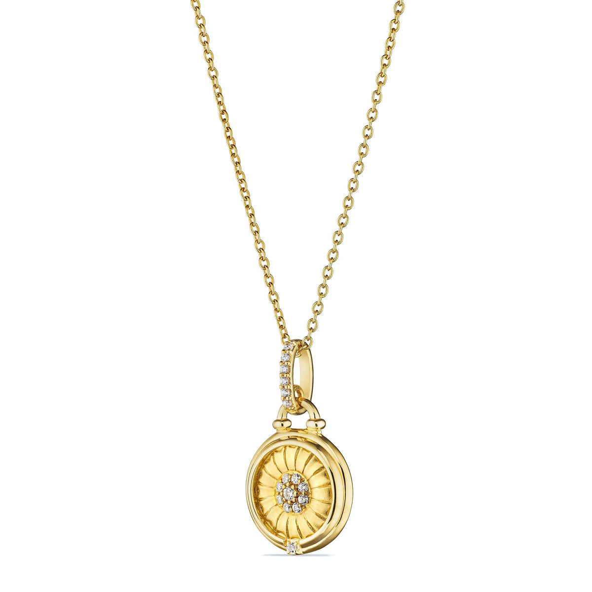 Little Luxuries Daisy Medallion Necklace with Diamonds in 18K