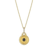 Little Luxuries Sunflower Medallion Necklace with Black Spinel and Diamonds in 18K