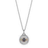 Little Luxuries Evil Eye Medallion Necklace with Black Sapphire, Blue Sapphire, Diamonds and 18K Gold