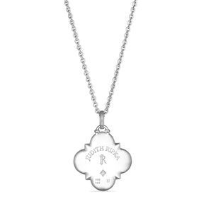 Little Luxuries Long Quatrefoil Hamsa Medallion Necklace with Blue Sapphire, Diamonds and 18K Gold
