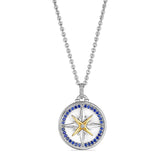 Little Luxuries Long North Star Medallion Necklace with Blue Sapphire, Diamonds and 18K Gold