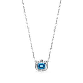 Adrienne Necklace with Swiss Blue Topaz and Diamonds