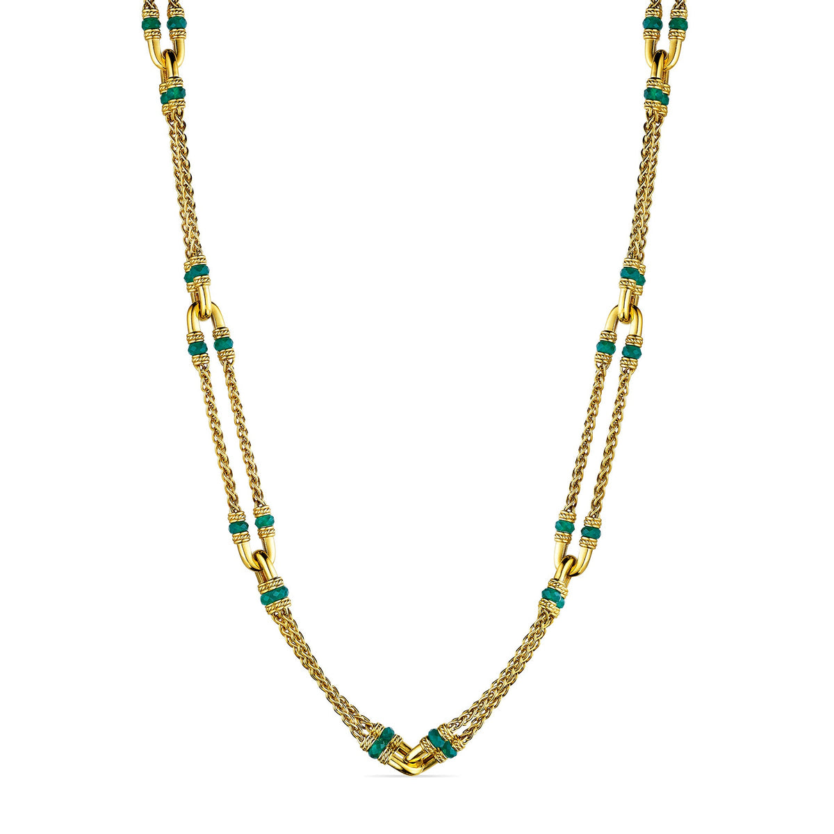 Ocean Reef Statement Necklace with Green Chalcedony in 18K Gold Vermeil