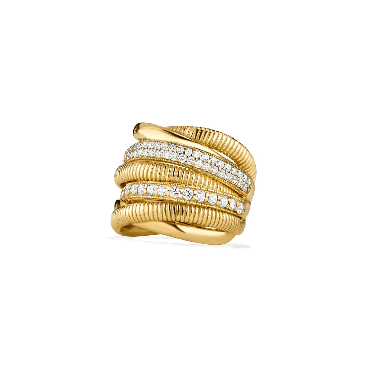 Eternity Seven Band Highway Ring with Diamonds in 18K