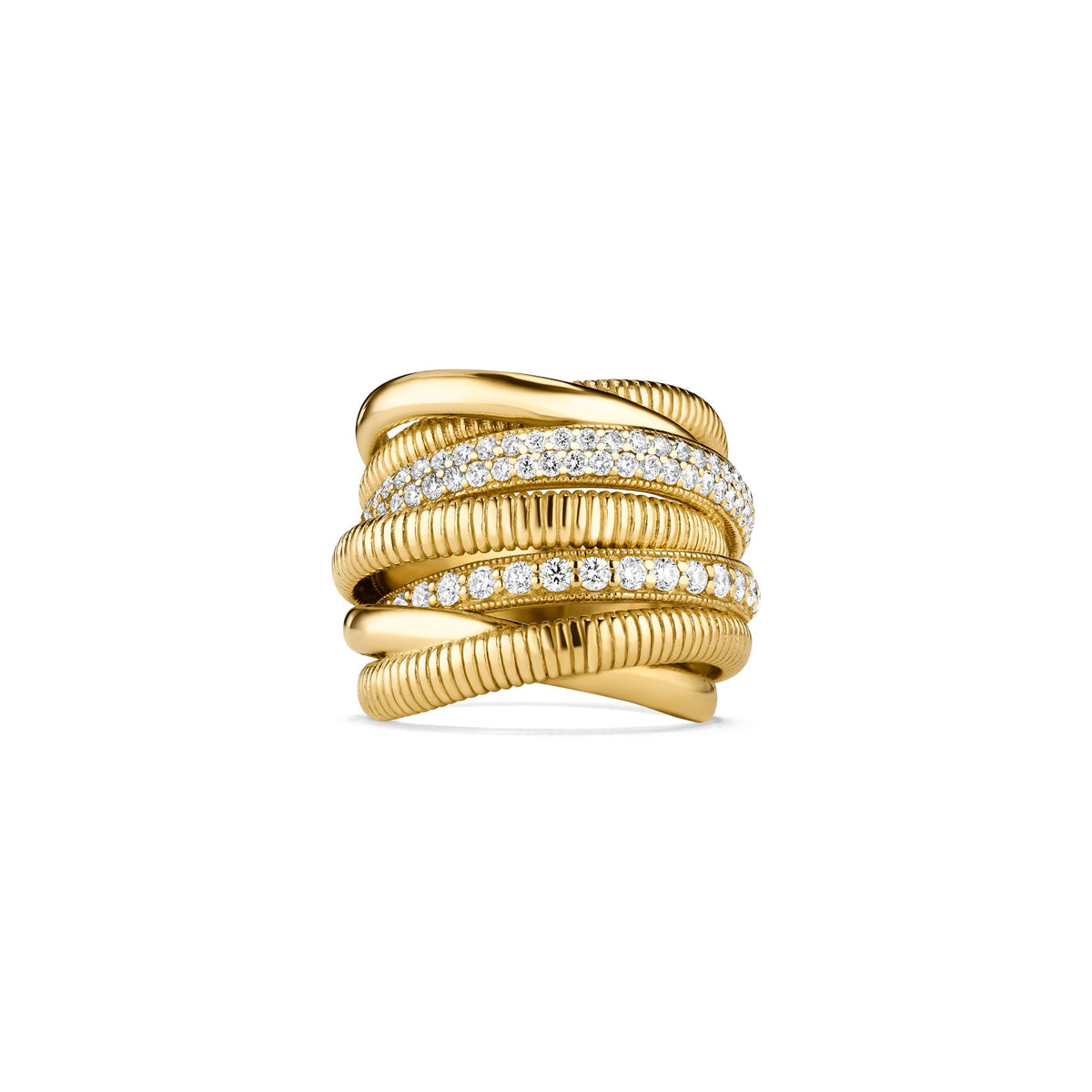 Eternity Seven Band Highway Ring with Diamonds in 18K