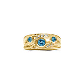 Santorini Band Ring with London Blue Topaz and Diamonds in 18K