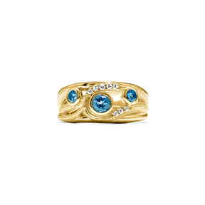Santorini Band Ring with London Blue Topaz and Diamonds in 18K