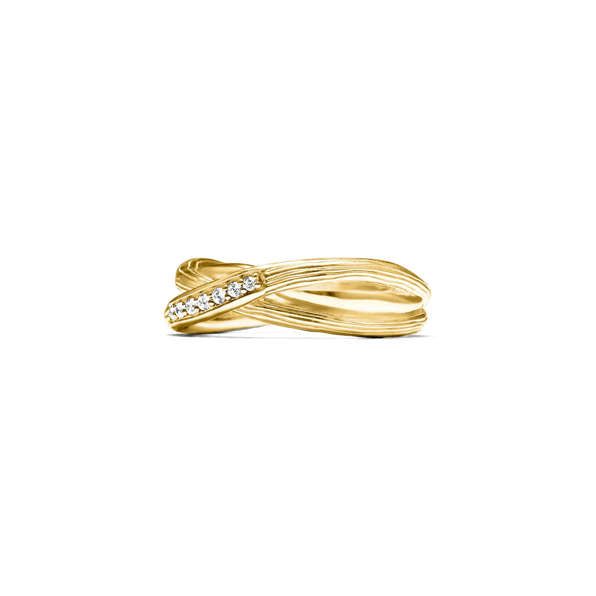 Santorini Crossover Ring with Diamonds in 18K