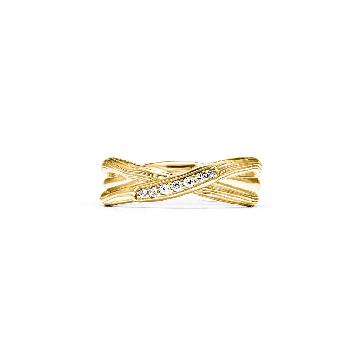 Santorini Crossover Ring with Diamonds in 18K