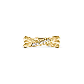 Santorini Crossover Ring with Diamonds in 18K