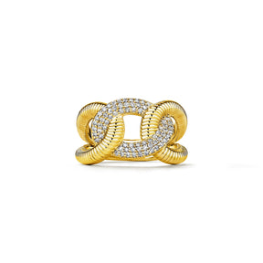Eternity Interlocking Link Ring with Diamonds in 18K
