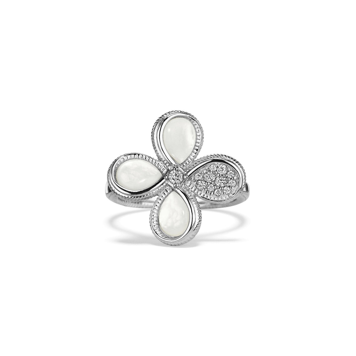 Jardin Flower Ring with Mother of Pearl and Diamonds
