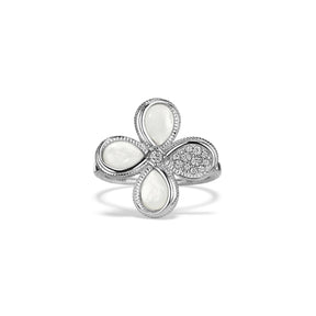 Jardin Flower Ring with Mother of Pearl and Diamonds