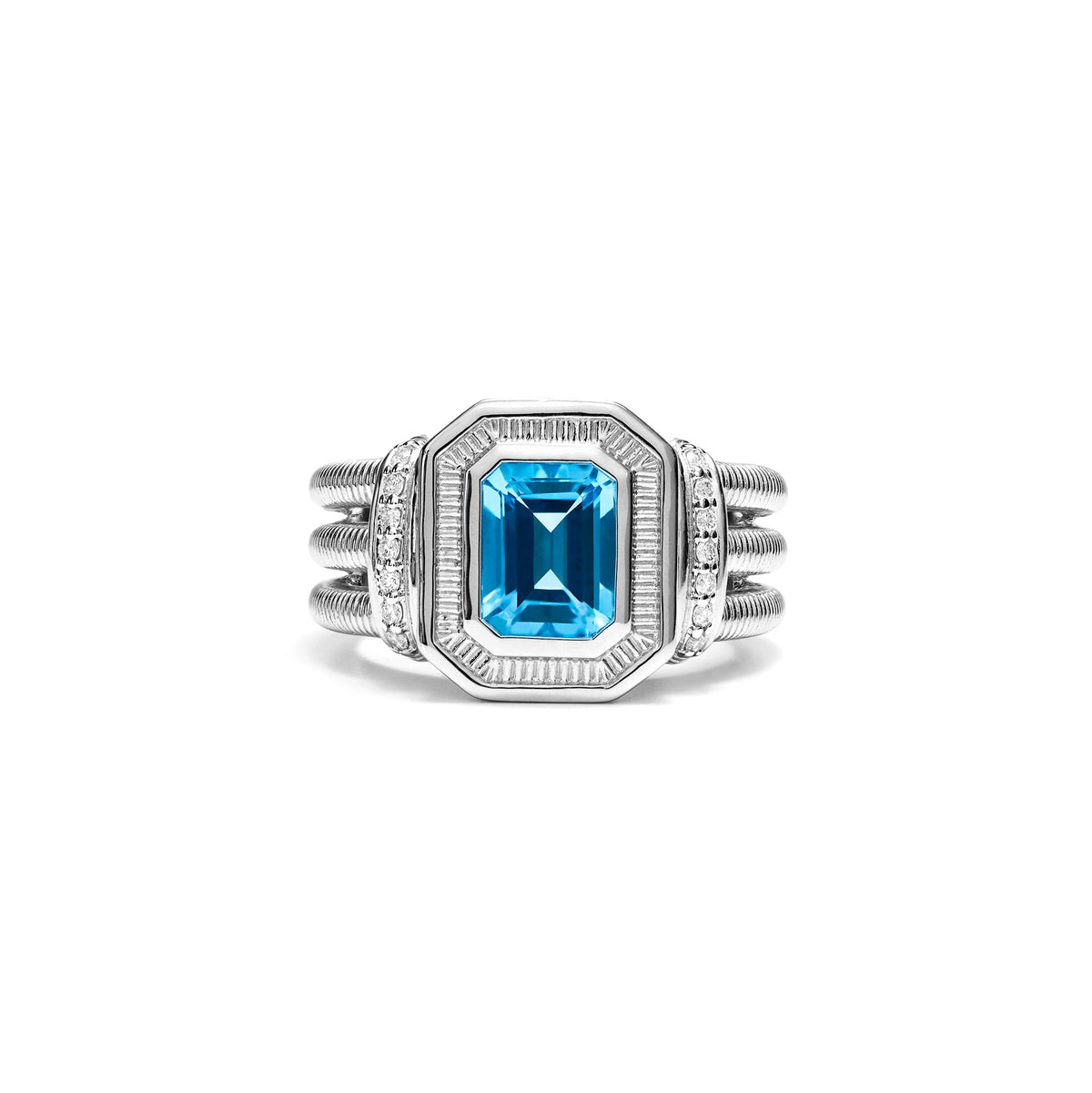 Adrienne Ring with Swiss Blue Topaz and Diamonds