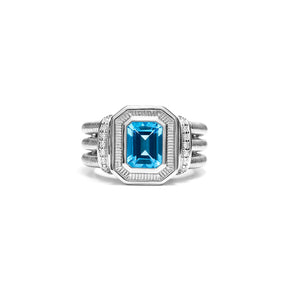 Adrienne Ring with Swiss Blue Topaz and Diamonds