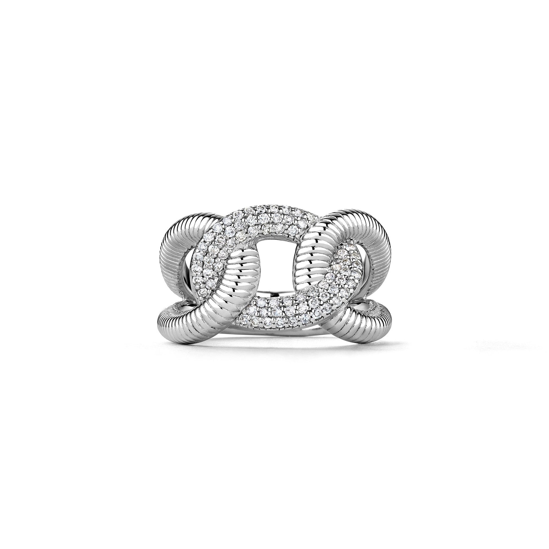 Eternity Interlocking Link Ring with Diamonds
