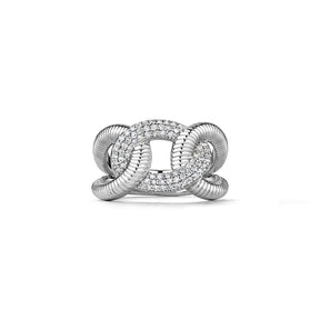 Eternity Interlocking Link Ring with Diamonds