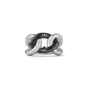Eternity Interlocking Link Ring with Black Spinel