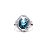 Santorini Oval Ring with London Blue Topaz and Diamonds