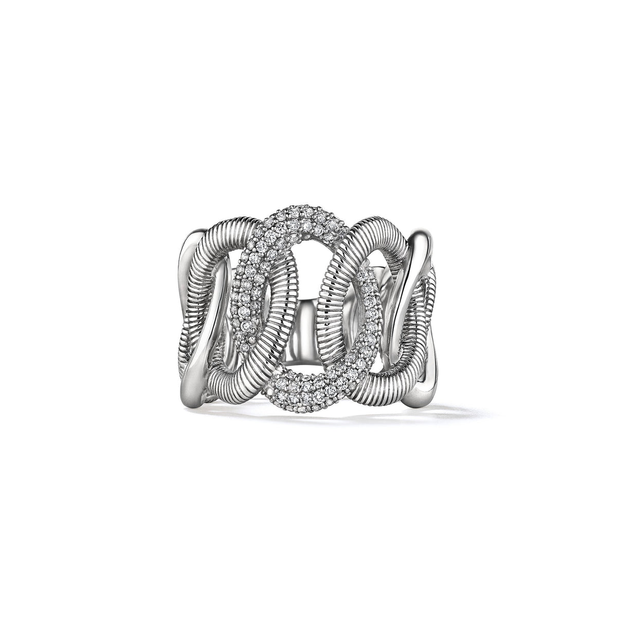 Eternity Interlocking Link Band Ring with Diamonds