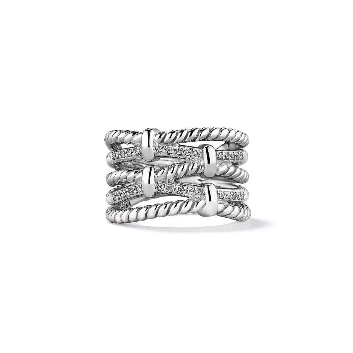 Isola Crossover Band Ring with Diamonds