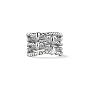 Isola Crossover Band Ring with Diamonds