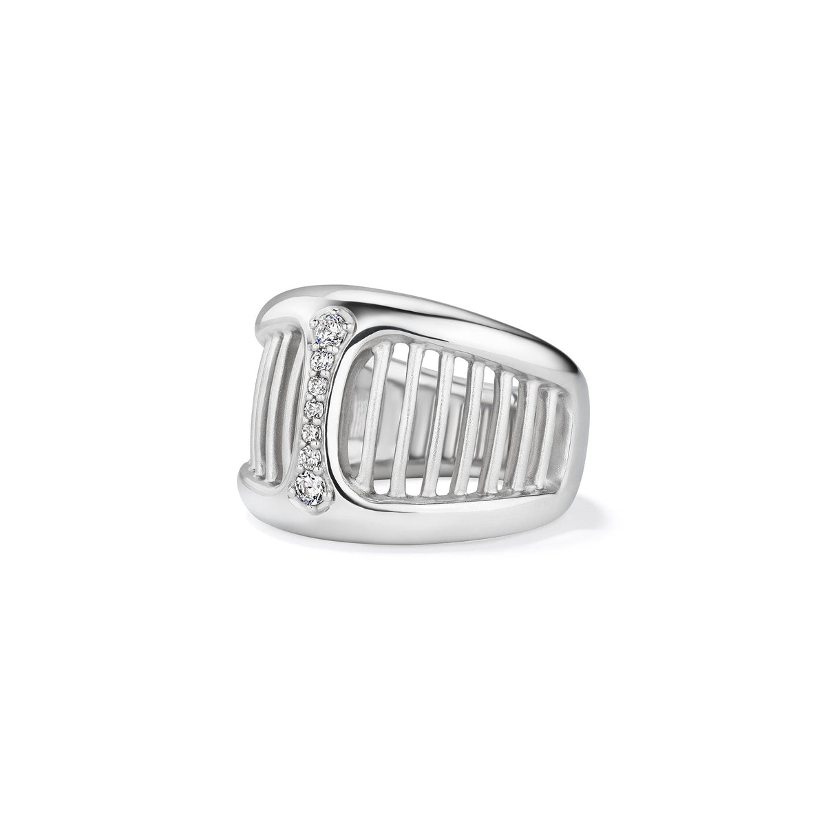 Cielo Wide Band Ring with Diamonds