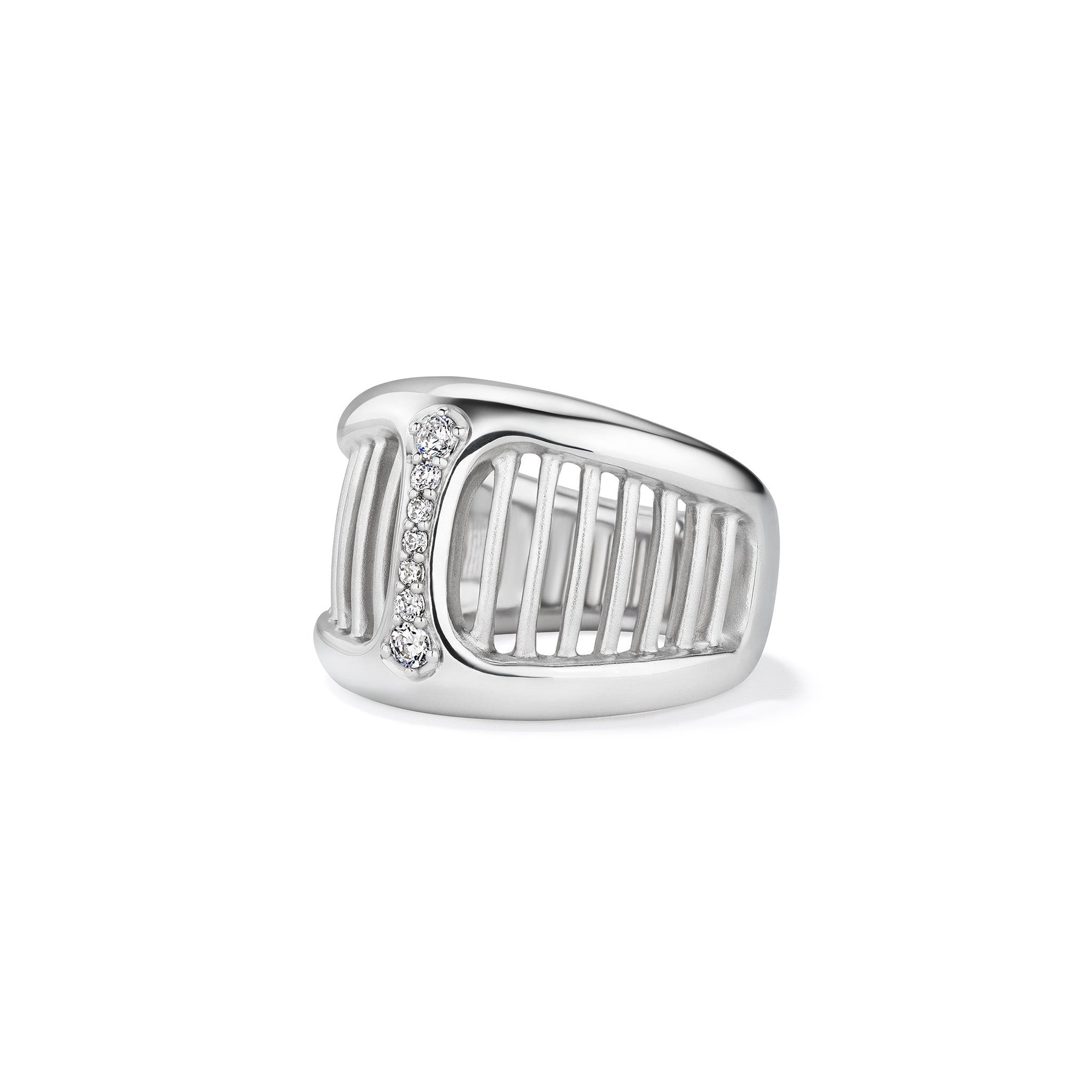 Cielo Wide Band Ring with Diamonds