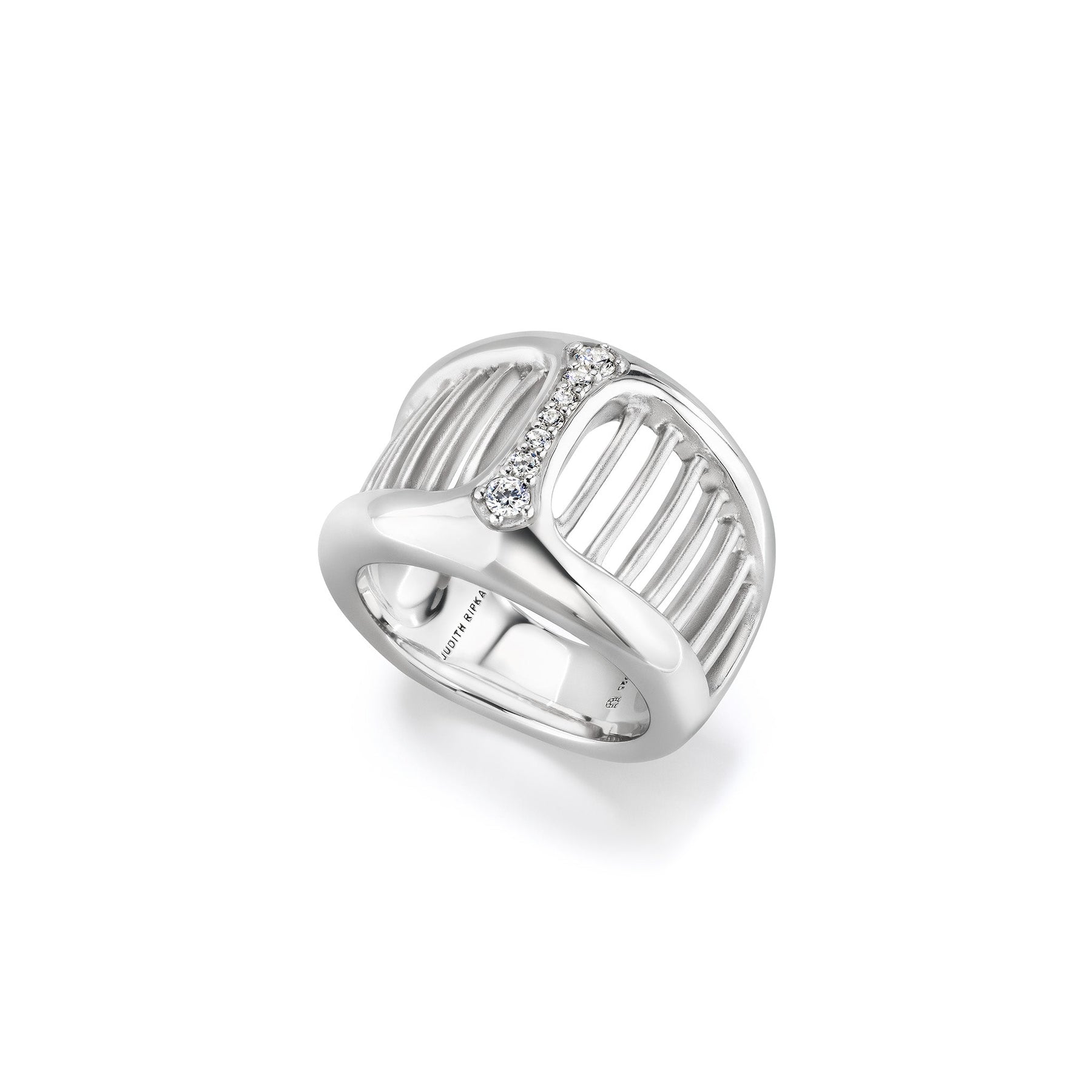 Cielo Wide Band Ring with Diamonds