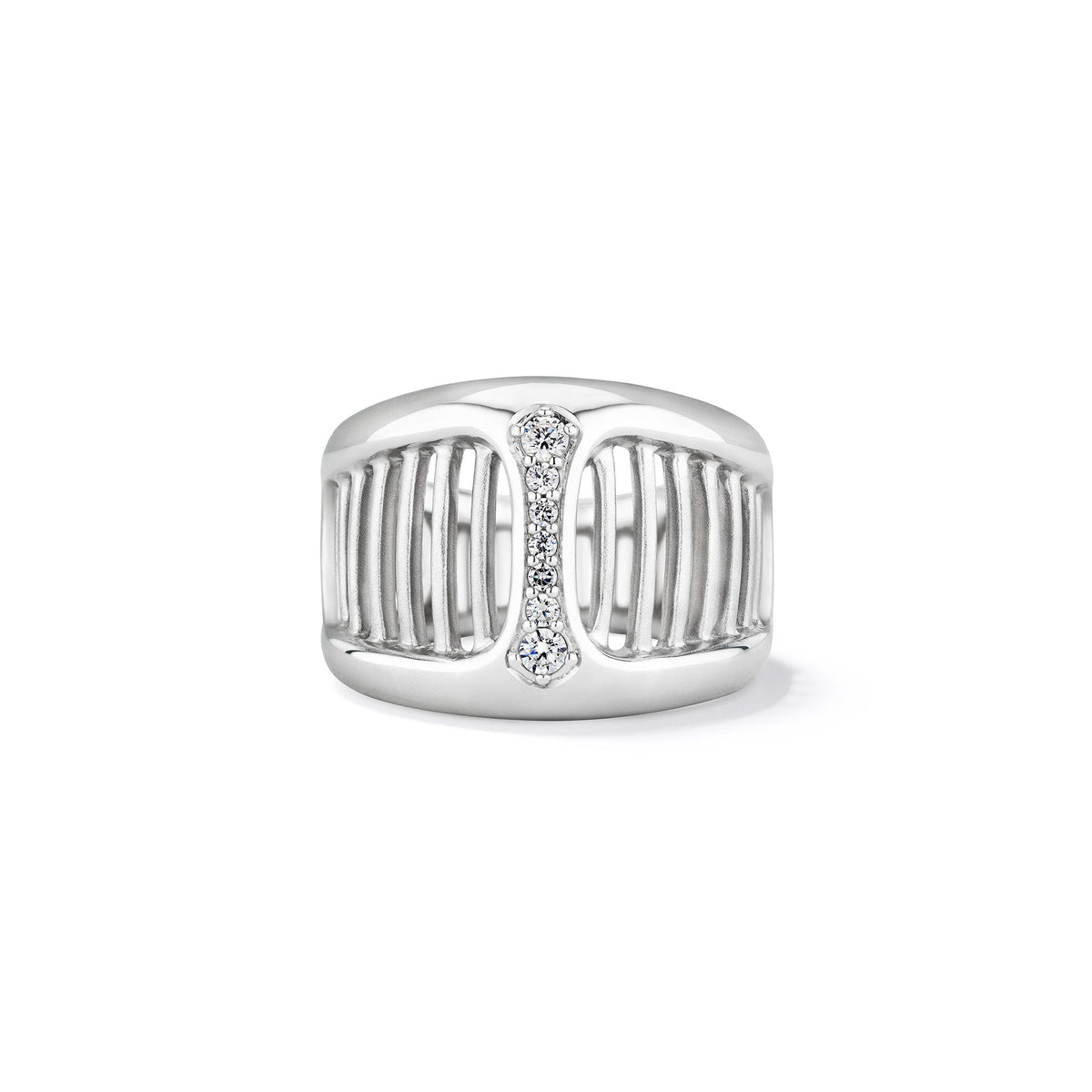 Cielo Wide Band Ring with Diamonds
