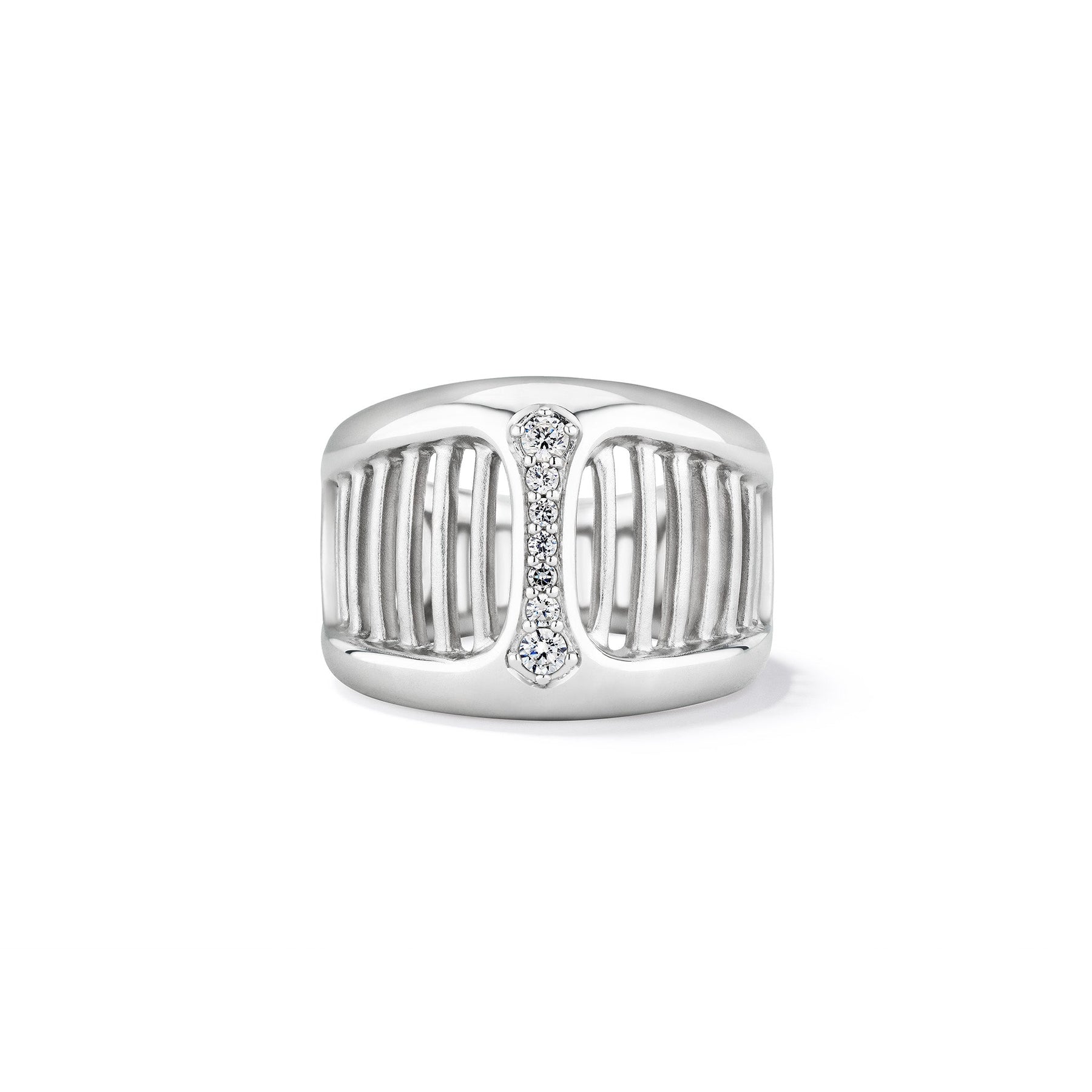 Cielo Wide Band Ring with Diamonds
