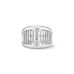 Cielo Wide Band Ring with Diamonds