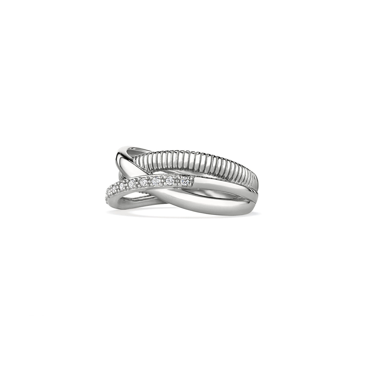 Eternity Three Band Highway Ring with Diamonds