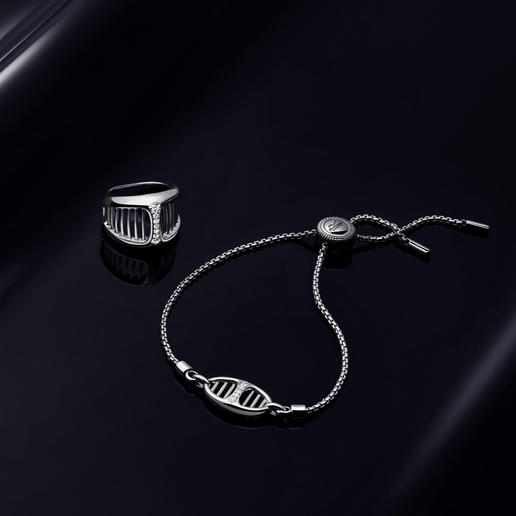 Cielo Wide Band Ring with Diamonds
