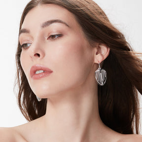 Cielo Shield Drop Earrings with Diamonds
