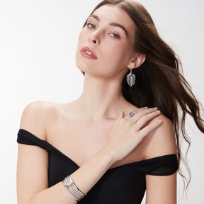 Cielo Shield Drop Earrings with Diamonds